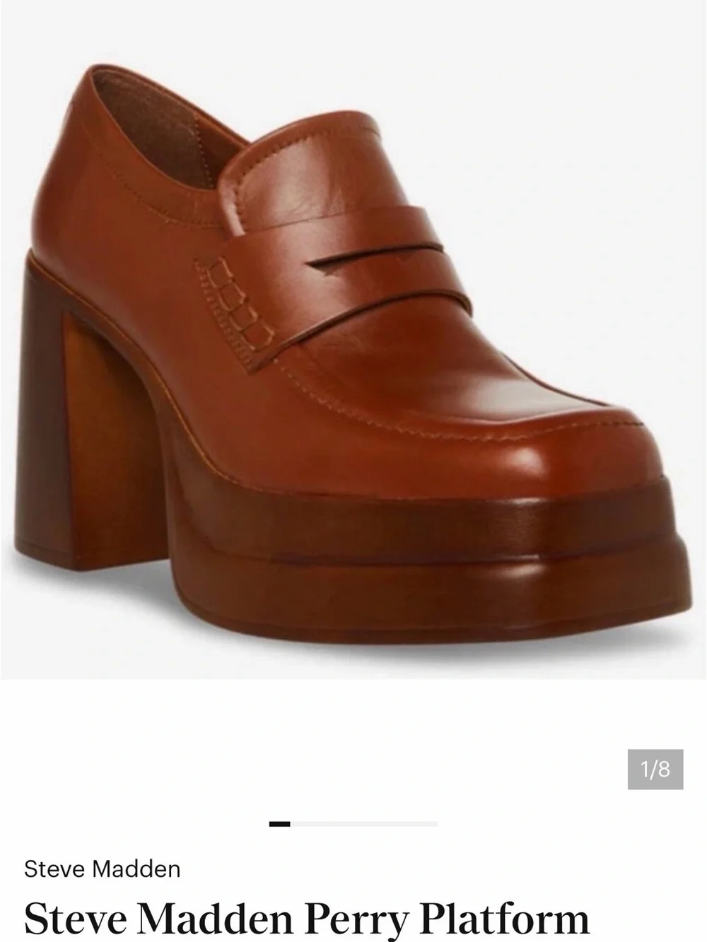 Steve Madden Platform Penny Loafer in Chestnut Brown